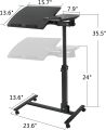 Folding Multi-Adjustable Rolling Laptop Desk - 360° Swivel - 180° Tiltable - Height Adjustable - Portable Notebook Stand Lockable Casters. 
