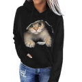 Women Hoodie Animal Pattern Warm Pure Color Sweatshirt. 