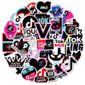 50 Tik Tok TikTok logo graffiti stickers, luggage cases, computers, mobile phones, refrigerators, personalized waterproof stickers. 
