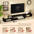Wall Mounted Media Console with Power Outlet Floating LCD Stand Component Shelf for 40''inches TV, Entertainment Storage Shelf for Living Room, Black. 