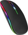 Ultra Slim Dual Mode 5.1 Bluetooth mouse Rechargeable Battery Gaming RGB USB Wireless Optical Mouse With Silent Clicks Black 2.4G Backlit Mice - Plug and Play. 