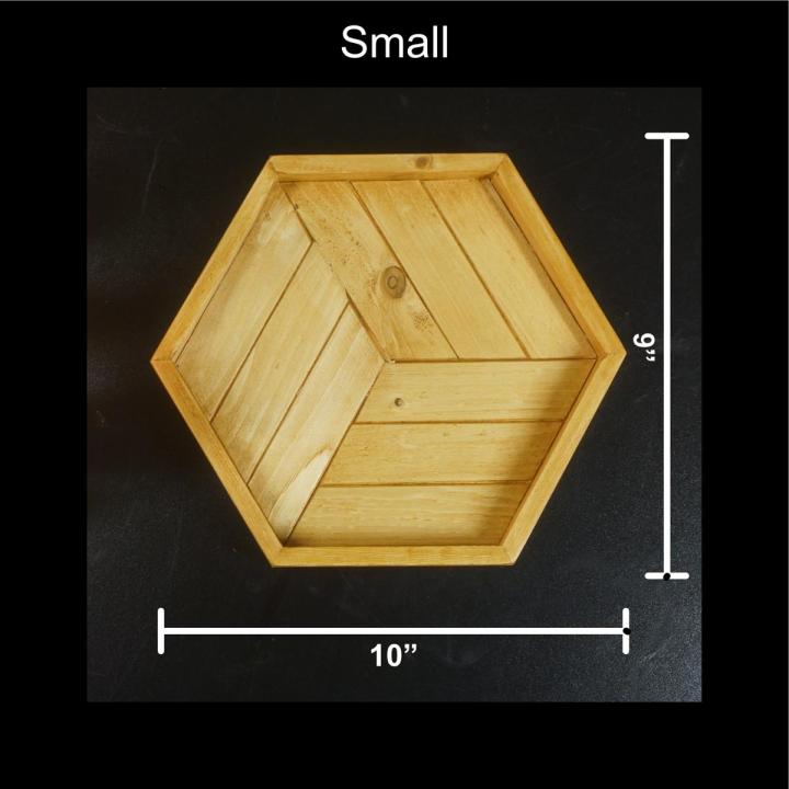 hexagon tray , small tray , wooden tray