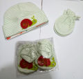 Newborn Baby Caps Mitten And Booties Set. 