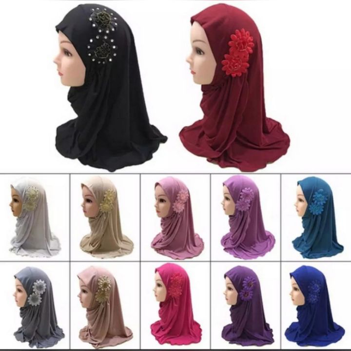 Rendom%20Colors%20Muslim%20Kids%20Girls%20Hijab%20Islamic%20Headscarf%20Diamontes%20Flower%20Scarf%20One%20Piece%20Children%20Full%20Cover%20Makna%20Wrap%20Cover%20-%20Image%202
