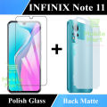 Infinix Note 11 Polish Glass Screen Protector + Back Matte Protector Fiber Carbon Soft Skin Sheet For Infinix Note 11. 