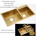 SA HANDMADE KITCHEN SINK DOUBLE BOWL 82 X 45 GOLDEN. 