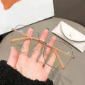 【AmbitionmA】Women Fake Glasses Anti-blue Light Large Frame Glasses Transparent Lens Metal Frame Oversize Eyeglasses UV400 Protection Eyewear. 