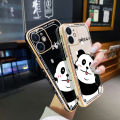 JIUMOO For Realme 7i Case Plating Side Edge Square New Design Phone Cases Pattern Cartoon Cute Panda Silicone Casing Full Back Cover Camera Protection Shockproof Softcase. 