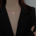 Silver Gold Double Heart Necklace Women Girls Party Clavicle Chain Necklace Gift Jewelry. 