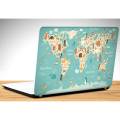 World Map, Blue, Laptop Skin Vinyl Sticker Decal, 12 13 13.3 14 15 15.4 15.6 inch Laptop Skin Sticker Cover Art Decal Protector Fits All Laptops. 