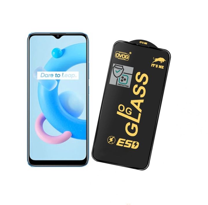 REALME C20 / C20A / C21 / C3 / C3I  ESD OG Gorilla Hd+ Tempered Glass Screen protector Full edge to edge Cover premium Quality Glass Protractor for realme c20 c20a c21 c3 c3i