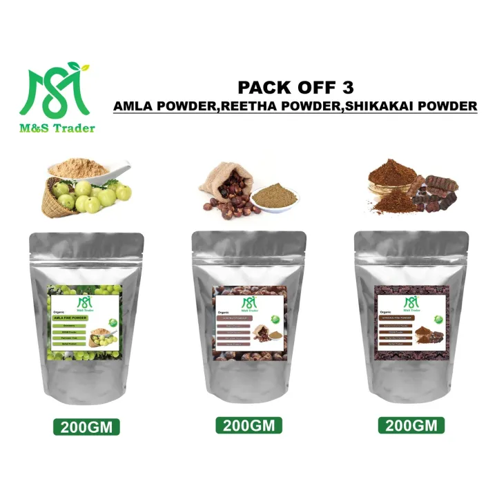 Pack of Amla Reetha Shikakai Powder Amla Retha Sekakai Powder Amla ...