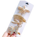 4Pcs Crystal Simulation Pearl Hair Clip For Women Fashion Gold Color Hairpins Girls hair accessories. 