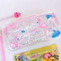 Pack of 2 Cute Unicorn and Flamingo Glitter Liquid Pencil Case High Capacity Pencil Bag Transparent Glitter Pencil case For Girls Pen Box School Supplies| Cute stationary items for girls. 