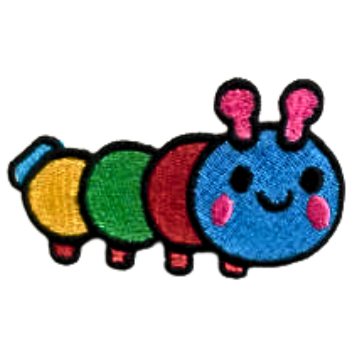 Multi Coloured Caterpillar Embroidered Iron On Patch Sew On Badge