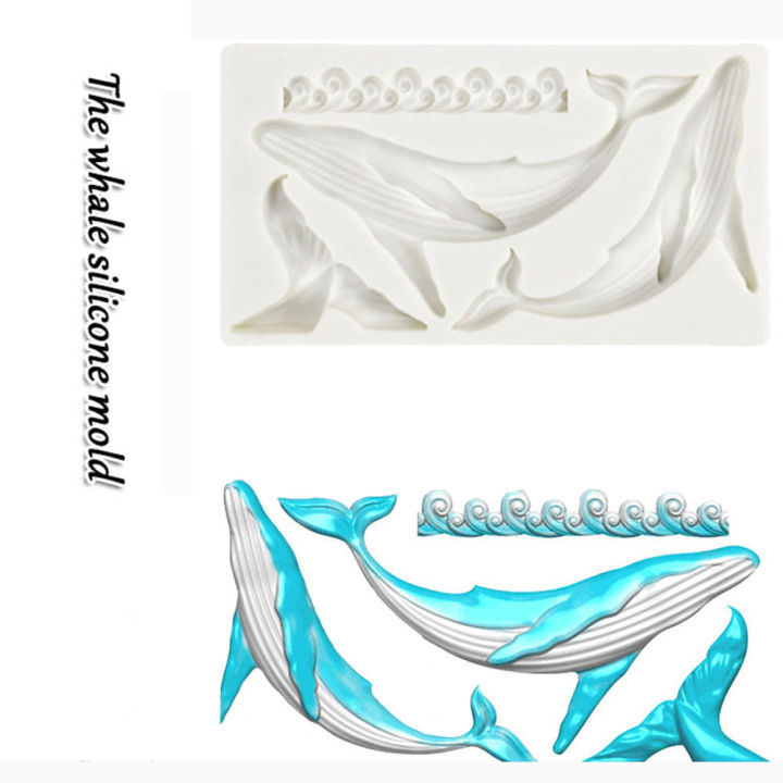 Whale-Shaped Silicone Mold Creative Durable Ocean-Themed Cake Mold Waves Design Non-Stick Baking Mold for Home Baking Professional Bakery Fondant Cake Decoration Pastry Chef Diy Cake Design