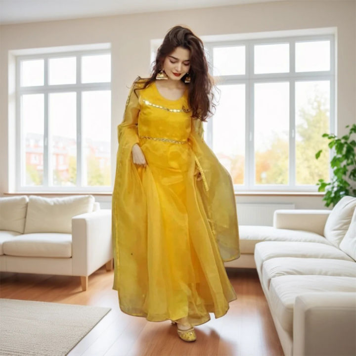 Simple tissue long frock for girls and women