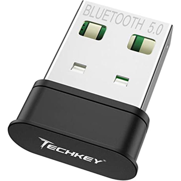 USB Bluetooth Adapter for PC Receiver - Techkey Mini Bluetooth 5.0 EDR Dongle transmitter for Computer Desktop Transfer for Laptop Bluetooth Headset Speaker Keyboard Mouse Printer