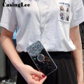 Casinglee for OPPO F19 Pro case Shiny Ring Glitter Soft Transparent Holder Stand Back cover with String for OPPO F19 Pro Phone cases cover Stars Moon Girls. 