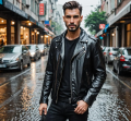 Decrum Hooded Leather Jacket Men - Bomber Leather Jackets For Men (75 % payment advance). 