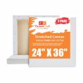 CuztomCraft - 3 Pcs - 24x36 Primed Canvases for Painting,Canvas 24 by 36 100% Cotton Stretched Canvas, Art Supplies for Acrylic Pouring,24 by 36 Canvas, Oil Painting and Watercolor, Acid Free Canvas - Art Panel - Small Canvas - Artist. 