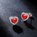 925 Silver Jade Heart Stud Earring Natural Green Chalcedony Agate Jewelry Fashion Charm Carved Amulet Gifts for Her Women. 