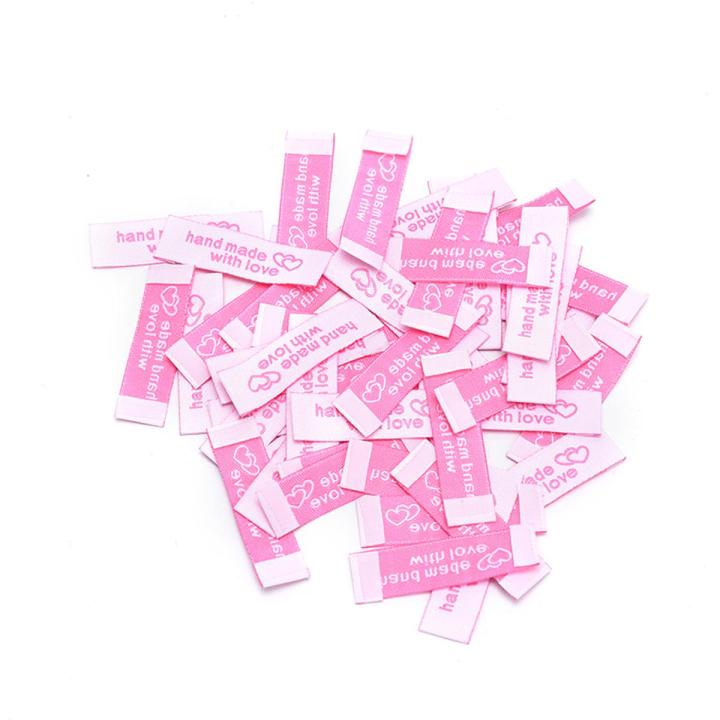 50Pcs Handmade Fabric Labels Embroidery Printed Tags DIY Sewing Accessories
