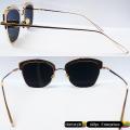 Imported Optical Sun Glasses - Unisex Men Women Stainless Steel Wayfarer Dots Eyebrow Style Un Breakable Fashion Glasses - Golden Metal Frame Reflecting Silver Lens. 
