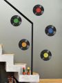 5pcs/Aesthetic Vinyl Records Pattern Wall Decor,12 Inches Original Lps Vintage records(Black Colour) Gramaphone vinyl record for decoration in home  Non.Adhesive Waterproof Wall Art Decal, For Home Decor,Black round decoration. 