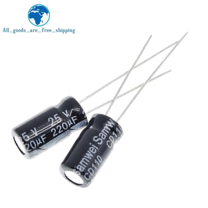 50PCS Higt quality 25V220UF 6*12mm 220UF 25V 6*12 Electrolytic capacitor