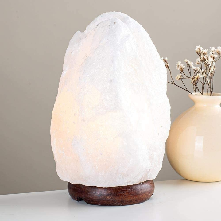Pearl White Himalayan Salt Lamp Night Light Crystal Rock Table Lamps