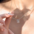 Silver Color Delicate Circle Zircon Pendant Necklace Simple All-match Light Luxury Clavicle Chain For Women Fashion Jewelry ANLAN. 