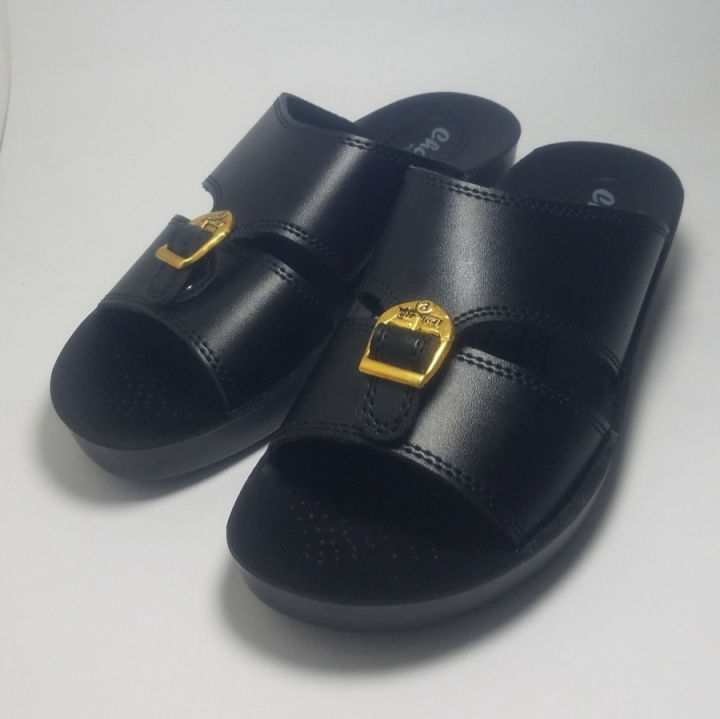 Fit Footwear Synthetic Leather PU Slide for Men - Arabic Sole Slide for Men - Discovery Sole Waterproof Chappal- Arbi Sole Chappal for Men - Arabic Thick Sole Chappal for Men - PU Chappal for Men