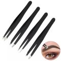 Professional Eye brow Tools Kit Set of 4PCS -  Stainless Steel Tweezers/Makeup Scissors/Eyebrow Knife/Eyelash Brush/Tweezers Case. 