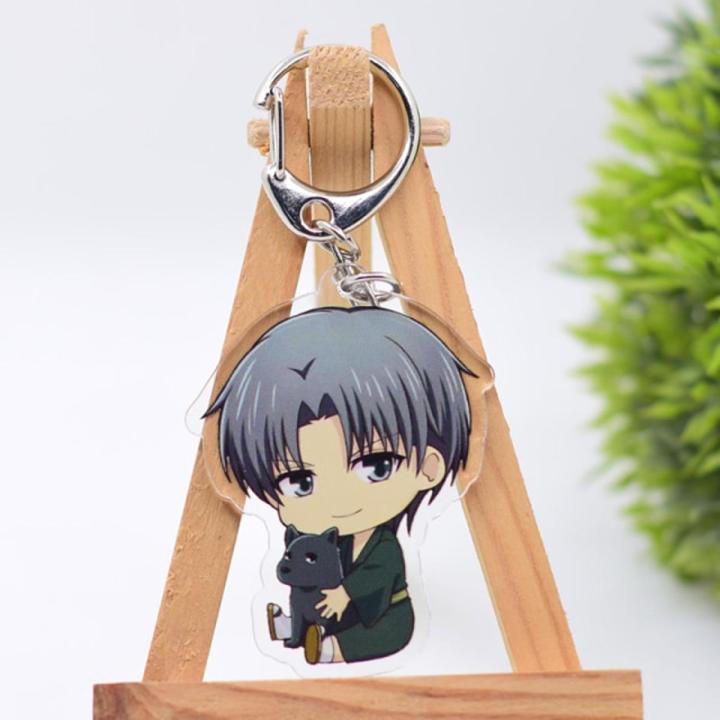 Fruits Basket Keychain Cute Double Sided Key Chain Acrylic Anime Accessories Cartoon Keyring