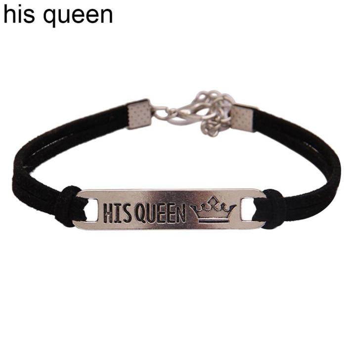 Fashion His Queen Her King Couple Bracelet Matching Bangles Lovers Jewelry Gift