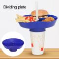 Dinner Plate with Dividers Dinner Plate Divided Plates 3-in-1 Detachable Straw Hole Easy to Clean All-in-one Tray Bowl Food Container for Snacks Drinks Snack Bowl with Removable Base. 