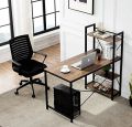 Wooden Laptop Computer Desk Study Writing Table with 4 Tier Shelf. 