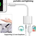Headphone Adapter for iPhone 2 in 1 to 3.5 mm AUX Audio Dongle Accessories for Headphones Compatible with iPhone 7/7Plus/8/8Plus/X/XS/11/12/Pro Max/iPad, Supports  iOS 12 or later - White. 