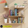 Wood Land Wall Mounted White & Black Floating Shelves, Book Storage Rack Shelf wooden shelves. 