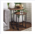 Prime Pickz Modern Minimalistic Nesting Table Set with V Shape Metal Frame | White, Black, Brown, Beige Tops. 