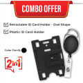 2-in-1 Oval Retractable ID Card Holder with Durable Plastic ID Card Cover – Secure and Lightweight Combo for Office, School, Staff, and Events. 