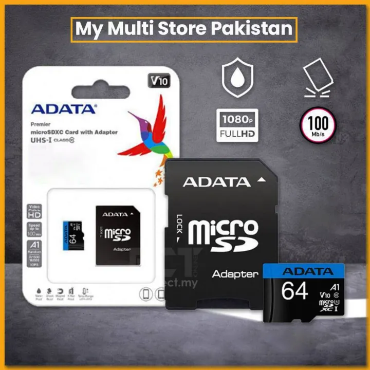 Adata%20Premier%2064GB%20MicroSDHC/SDXC%20UHS-I%20Class%2010%20V10%20A1%20Memory%20Card%20With%20Adapter%20-%20Image%202
