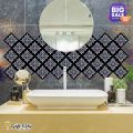 Gift City Presents Flower Silver Foil Tile Stickers Multiple Quantity - 12x12 cm Pattern Design Wall Decorative Bathroom, Kitchen Sticker Wall Wallpaper Border Decoration. 