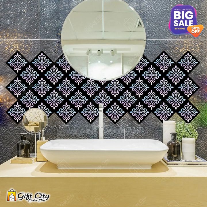 Gift%20City%20Presents%20Flower%20Silver%20Foil%20Tile%20Stickers%20Multiple%20Quantity%20-%2012x12%20cm%20Pattern%20Design%20Wall%20Decorative%20Bathroom,%20Kitchen%20Sticker%20Wall%20Wallpaper%20Border%20Decoration%20-%20Image%208
