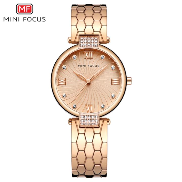 Mini Focus Rose Gold Stainless Steel Rose Gold Dial Quartz Watch for Women - MF0186L-04