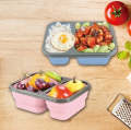 2 Compartments Foldable Silicon Bento Box With Fork, Kids Lunch Box with Accessories, Lunch Box, Kids School Tiffin Box. 