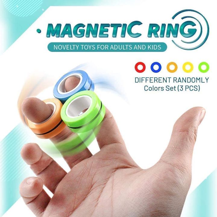 Magni Rings Fidget Toys Magnetic Ring Set of 3 Magnetic Rings to Relief Stress ...
