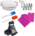 Cake Combo of Cake Tools & Accessories Pack Cake Making Supplies Decoration Sculpting Tools & Kitchen Tool Set Cake Table, Scrapper, Measuring Cup, Spatula, Brush, Cake Nozzle Kitchen Tool Set. 
