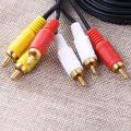 3 R-C-A Composite Male to Male Audio Video AV Cable for DVD TV 5m. 